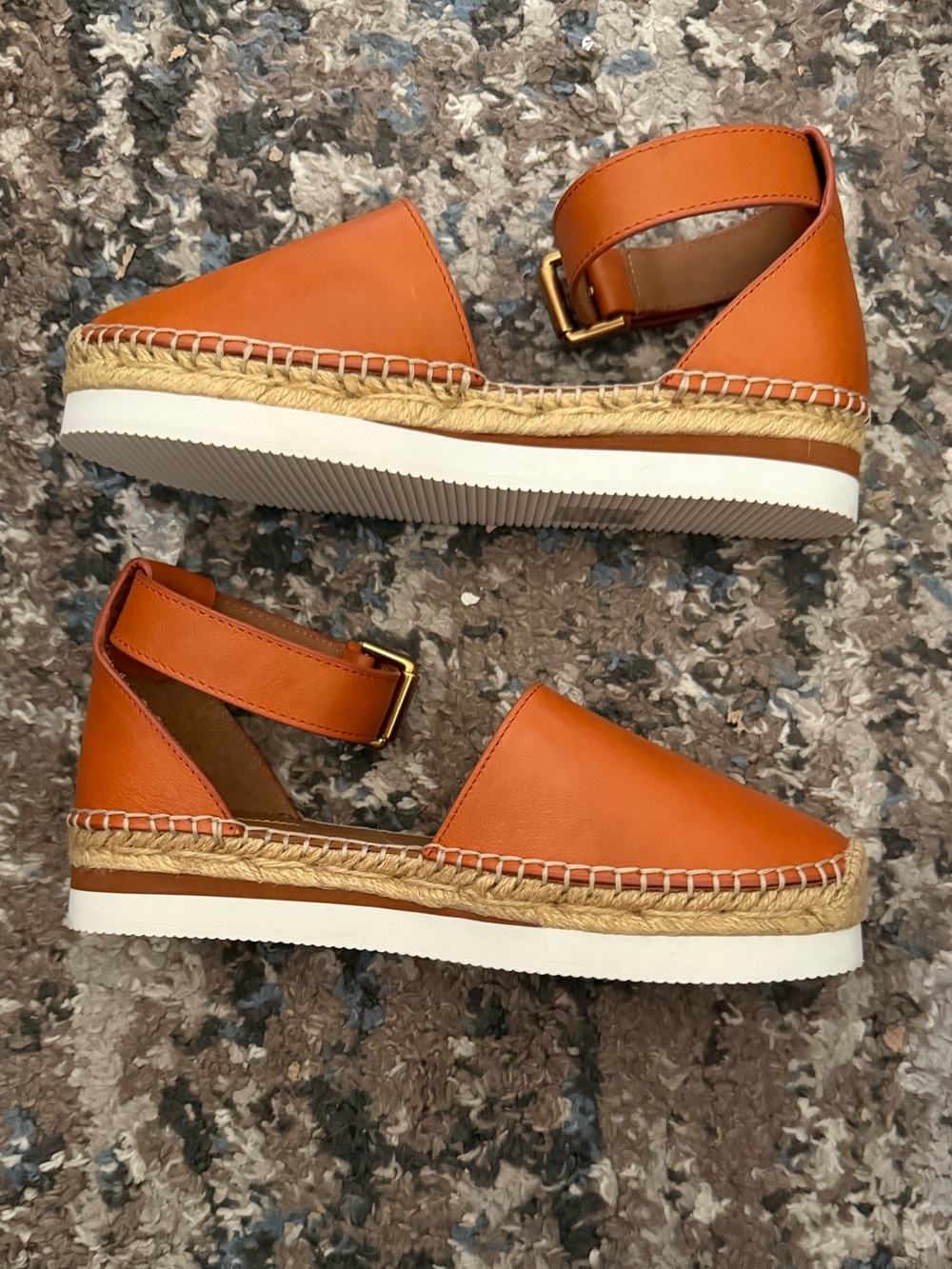 See by Chloé Glyn Platform Espadrilles Tan Brown Size 8
